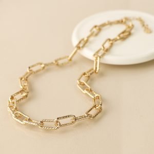 Textured Gold Chain Link Necklace