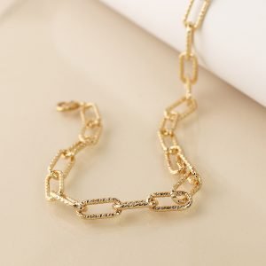 Alternative view of Textured Gold Chain Link Necklace