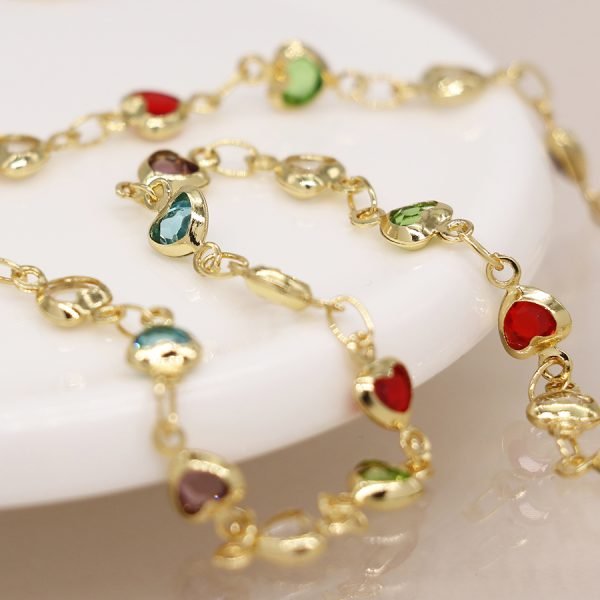 Glass Heart Rainbow Necklace