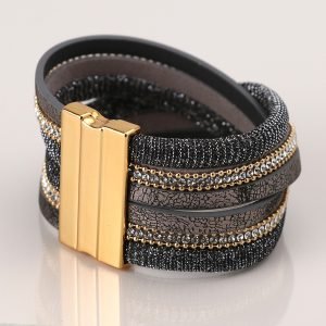 Alternative view of Bronze and Black Crossover Leather Bracelet