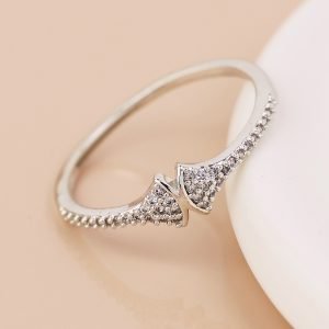 White Gold Plated Crystal Fan Ring