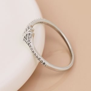 Alternative view of White Gold Plated Crystal Fan Ring