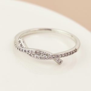 White Gold Plated Entwined Crystal Ring