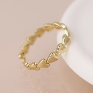 Alternative view of Gold Plated Band of Hearts Ring