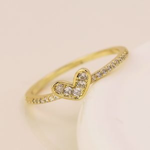 Gold Plated Crystal Set Heart Ring