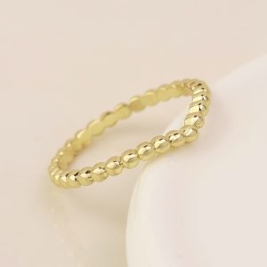 Gold Plated Beaded V Ring