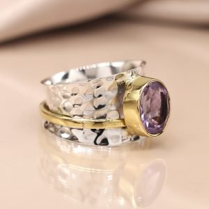 Sterling Silver Amethyst Spinning Ring