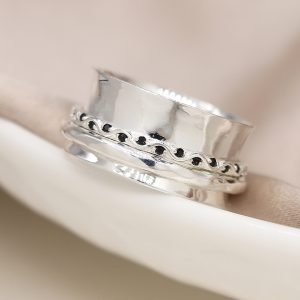 Sterling Silver Black Crystal Spinning Ring