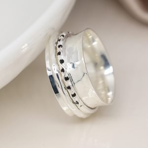 Alternative view of Sterling Silver Black Crystal Spinning Ring