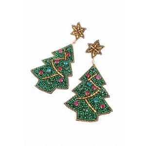 Beaded Christmas Tree Earrings