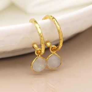Moonstone Drop Hoops