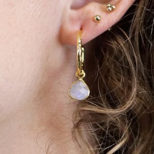 Alternative view of Moonstone Drop Hoops