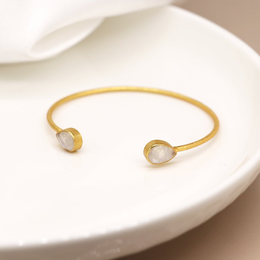 14 Carat Gold Plated Gemstone Teardrop Bangle - Image 5