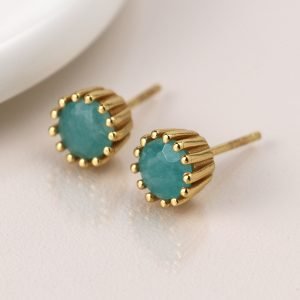 Aqua Gold Amazonite Stud Earrings