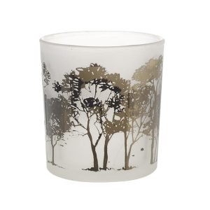 Tree scene frosted t-light holder