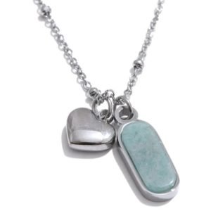 Alternative view of Amazonite Pendant Necklace with Heart