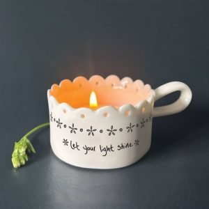 Handled tea light holder Let your light